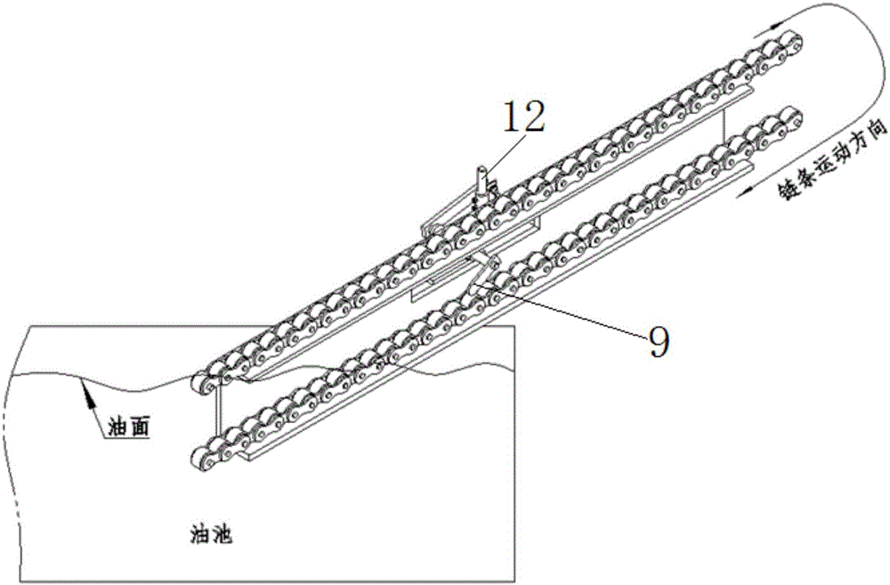 Quenching oil pool chain motion state monitoring device and monitoring method