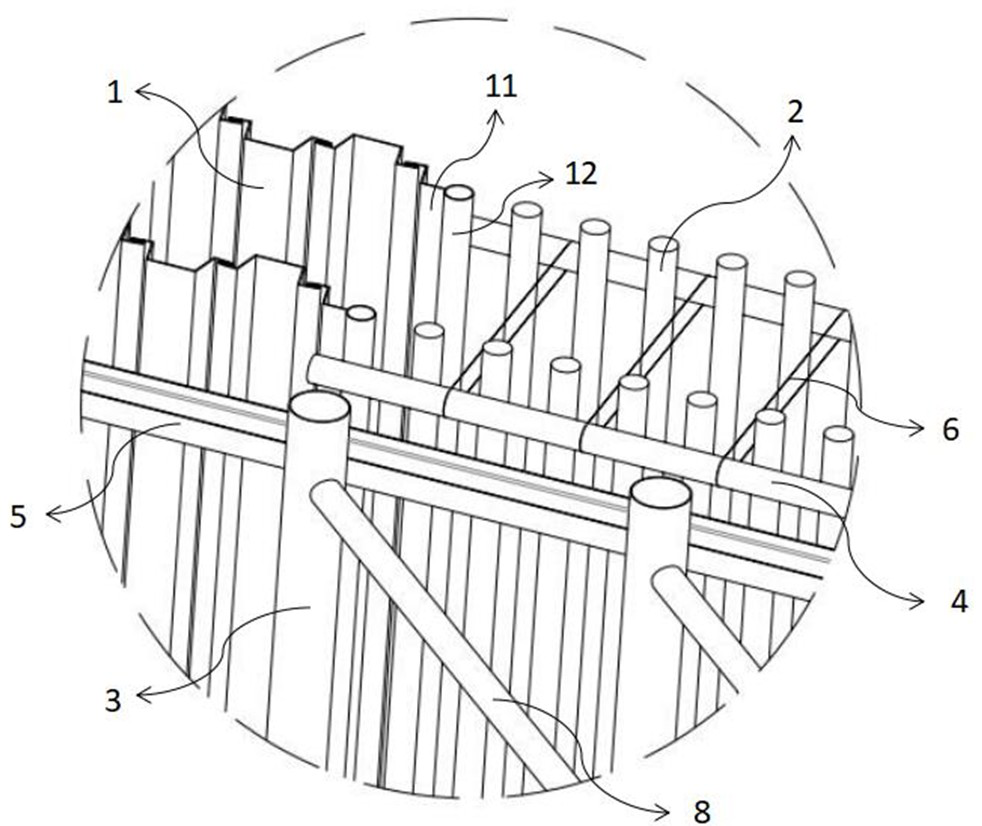 Combined temporary cofferdam for crossing river channel and construction method of combined temporary cofferdam