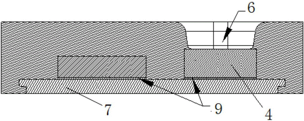 Unit package body die and precise forming die for chip region exposed package