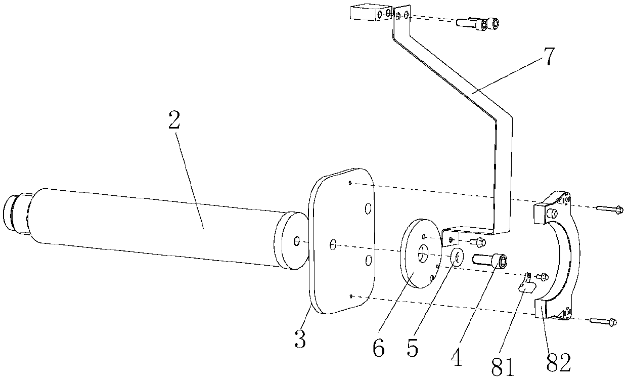 Excavator bucket rod rotation angle measuring device