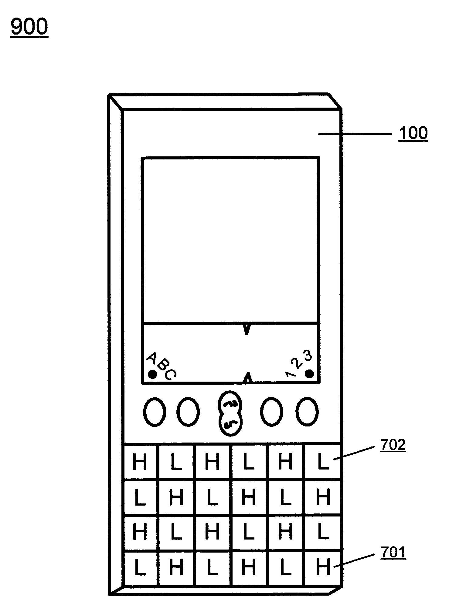 Raised keys on a miniature keyboard