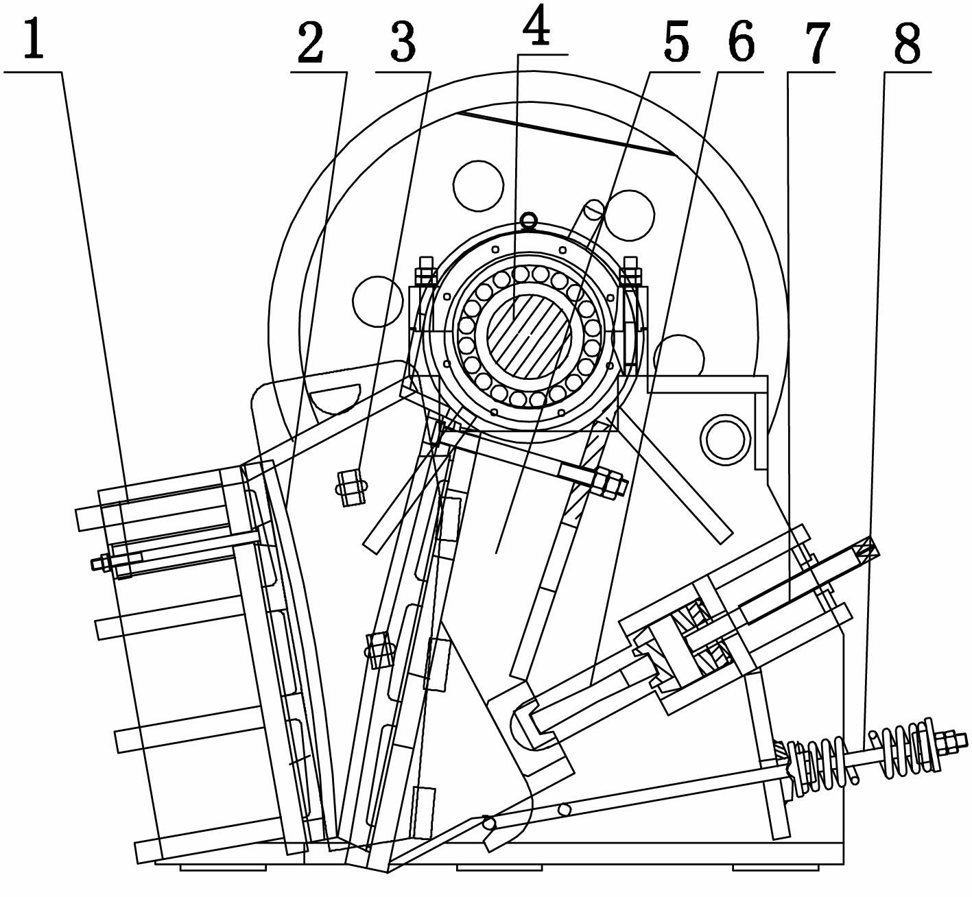 Jaw crusher with V-shaped crushing cavity