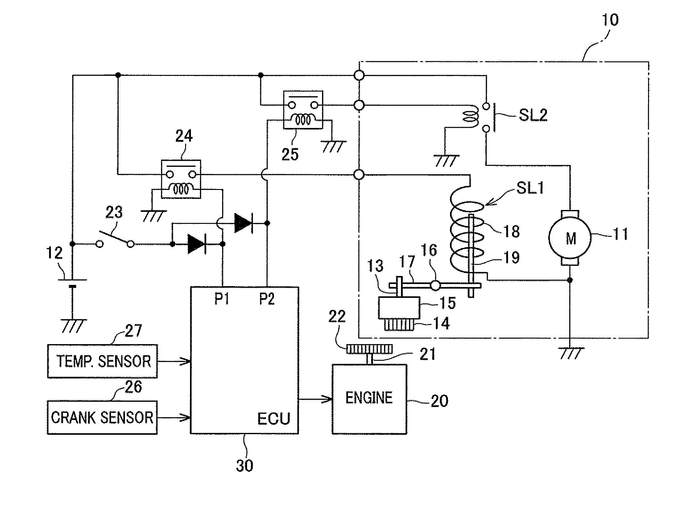 Engine starter control apparatus