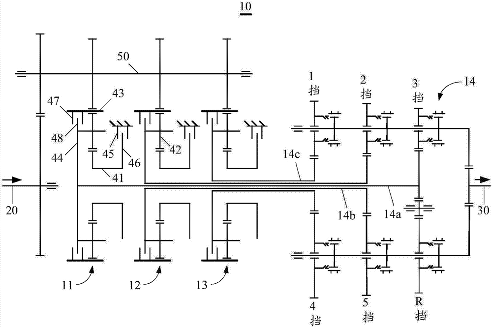 Three-shaft type clutch speed changing device