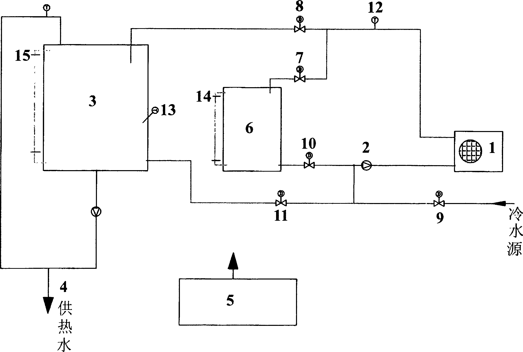 Air heat energy central hot water supplying method and device thereof