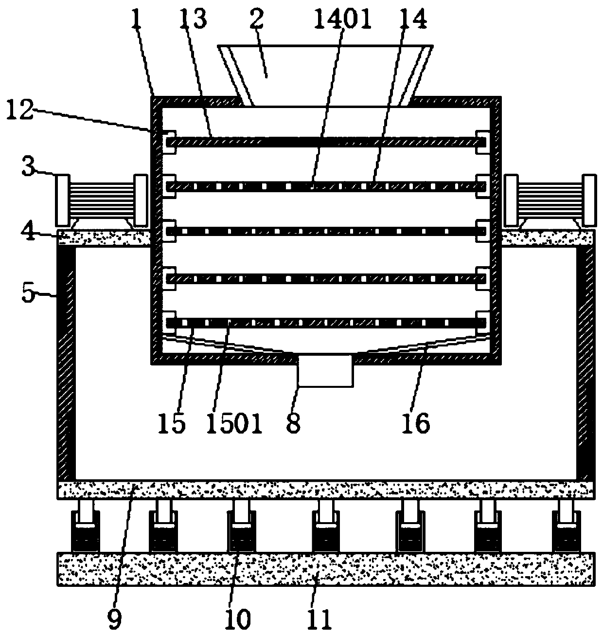 Magnetic separation device for high-purity quartz sand production and processing