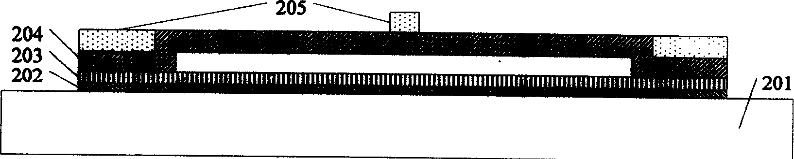 Online measuring structure of residual strain of polysilicon film and testing method