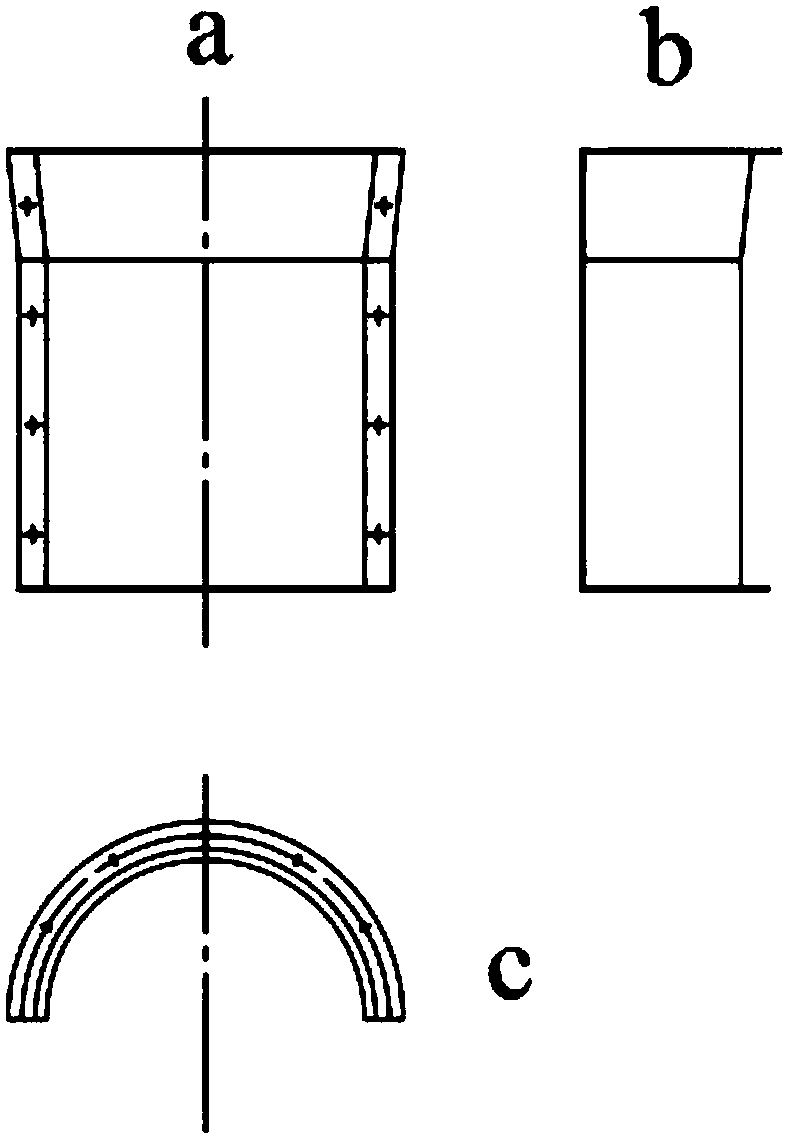 Mold for vertical stepped pouring of rotary kiln burner and pouring method of mold