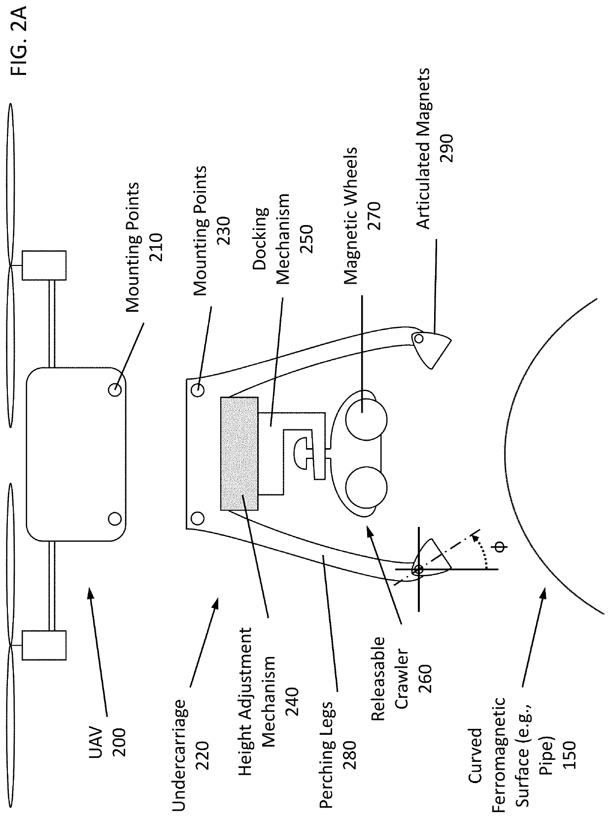 Perching UAV with releasable crawler