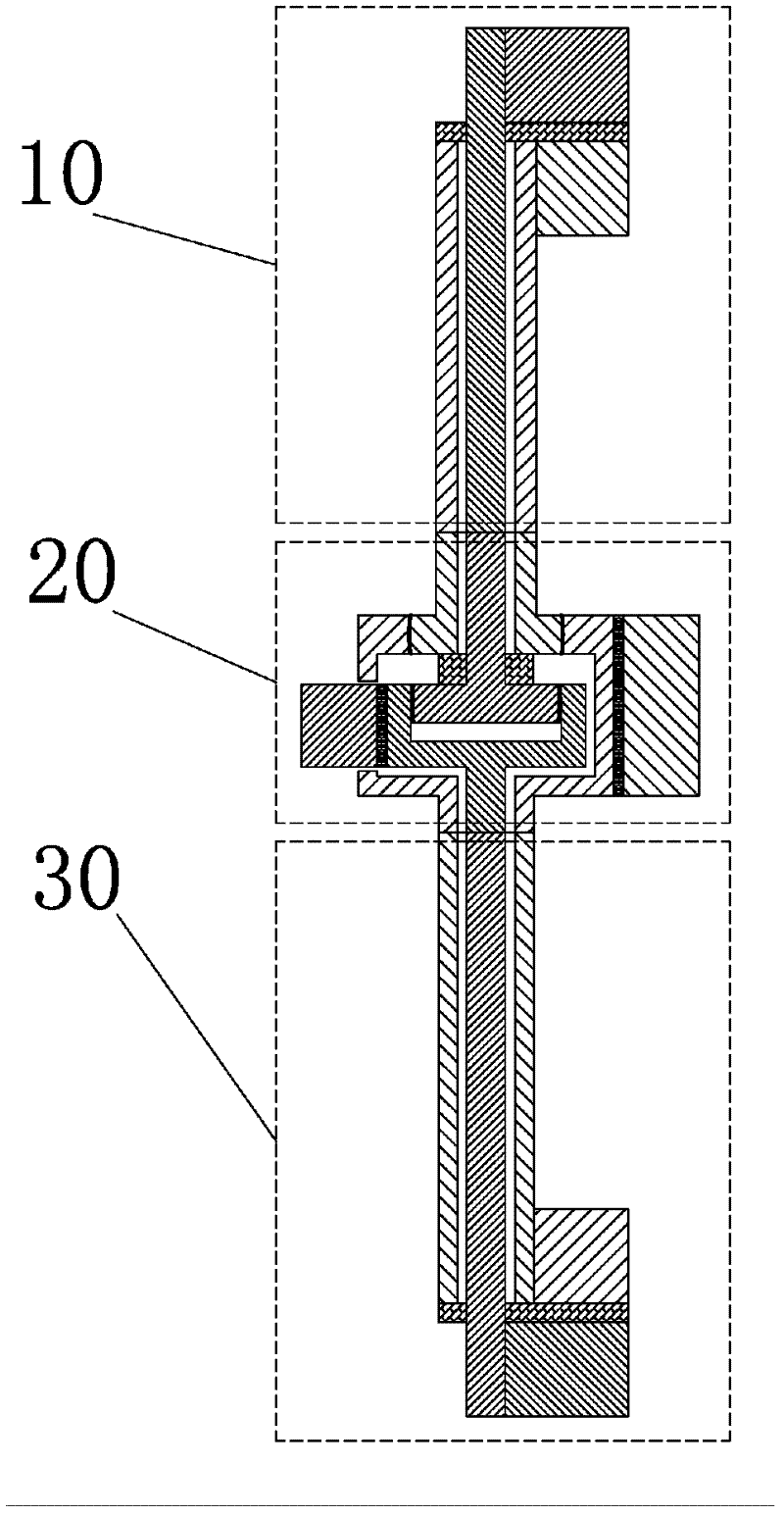 First-stage pullable binary coaxial current lead structure