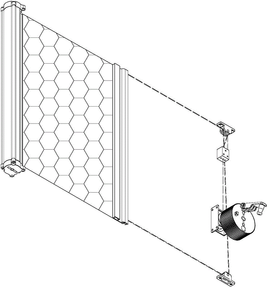 An opening and closing device for a roll-type invisible screen window