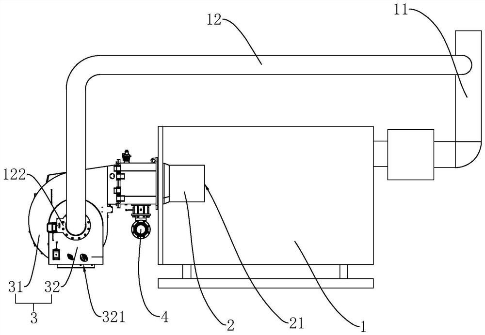 A flue gas return burner