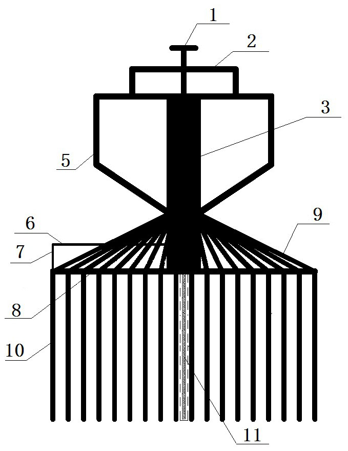 Ash scattering device for positioning and marking PHC pipe pile body