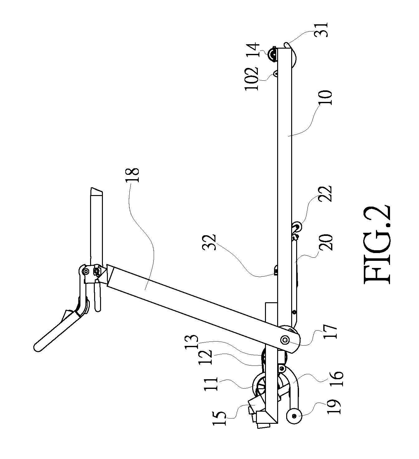 Folding mechanism of a treadmill