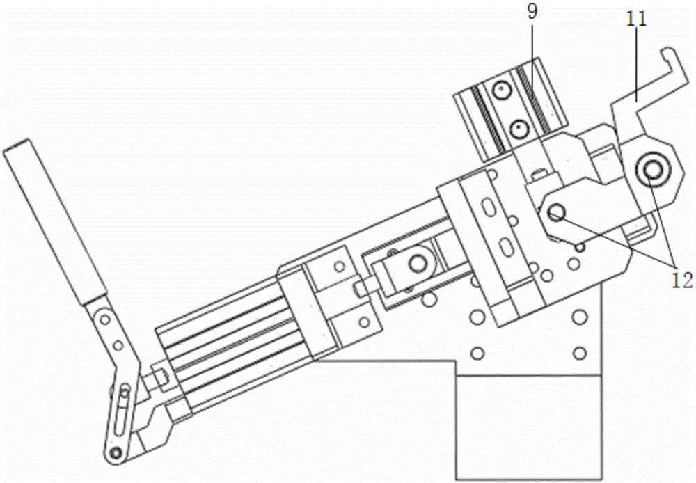 Pneumatic one-way tensioning hook pin device