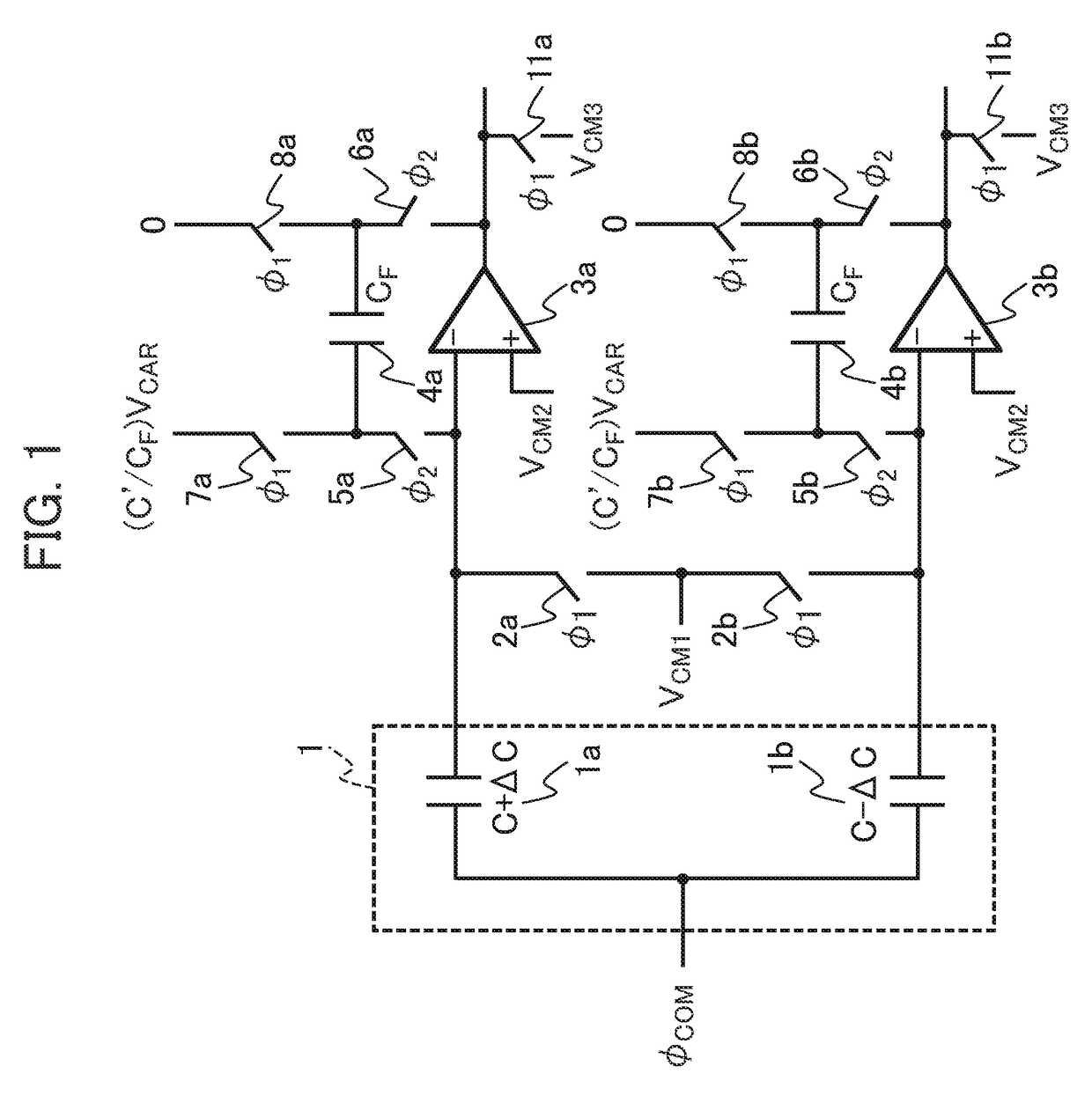 Cv conversion amplifier and capacitive sensor