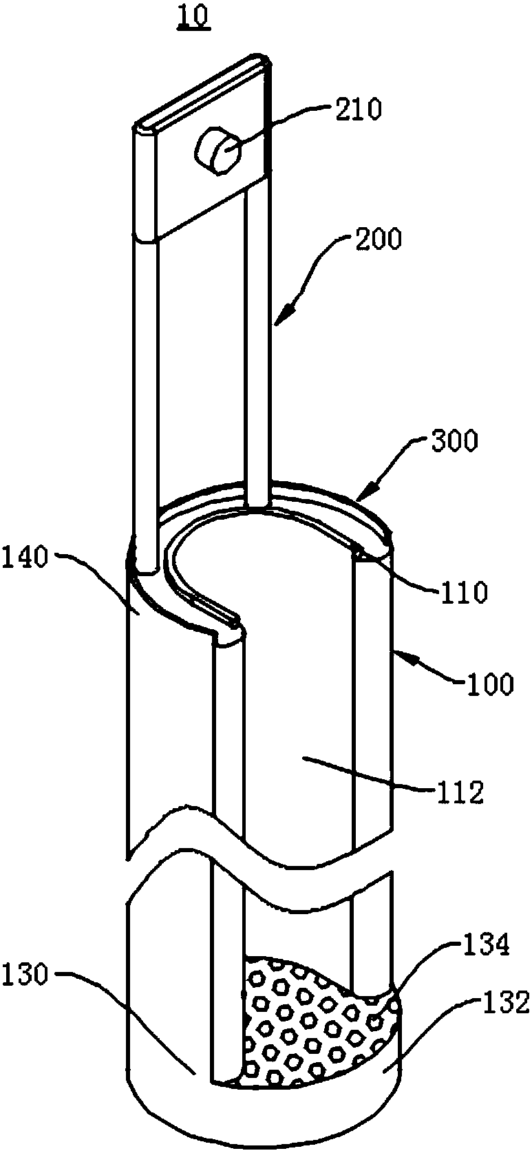 Engine oil dip stick and oil pan