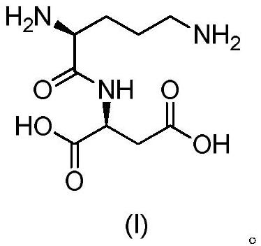 Active salt of dipeptide compound of ornithine and aspartic acid and application thereof