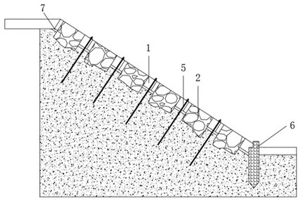 Fabricated rubble slope surface protection structure and construction method