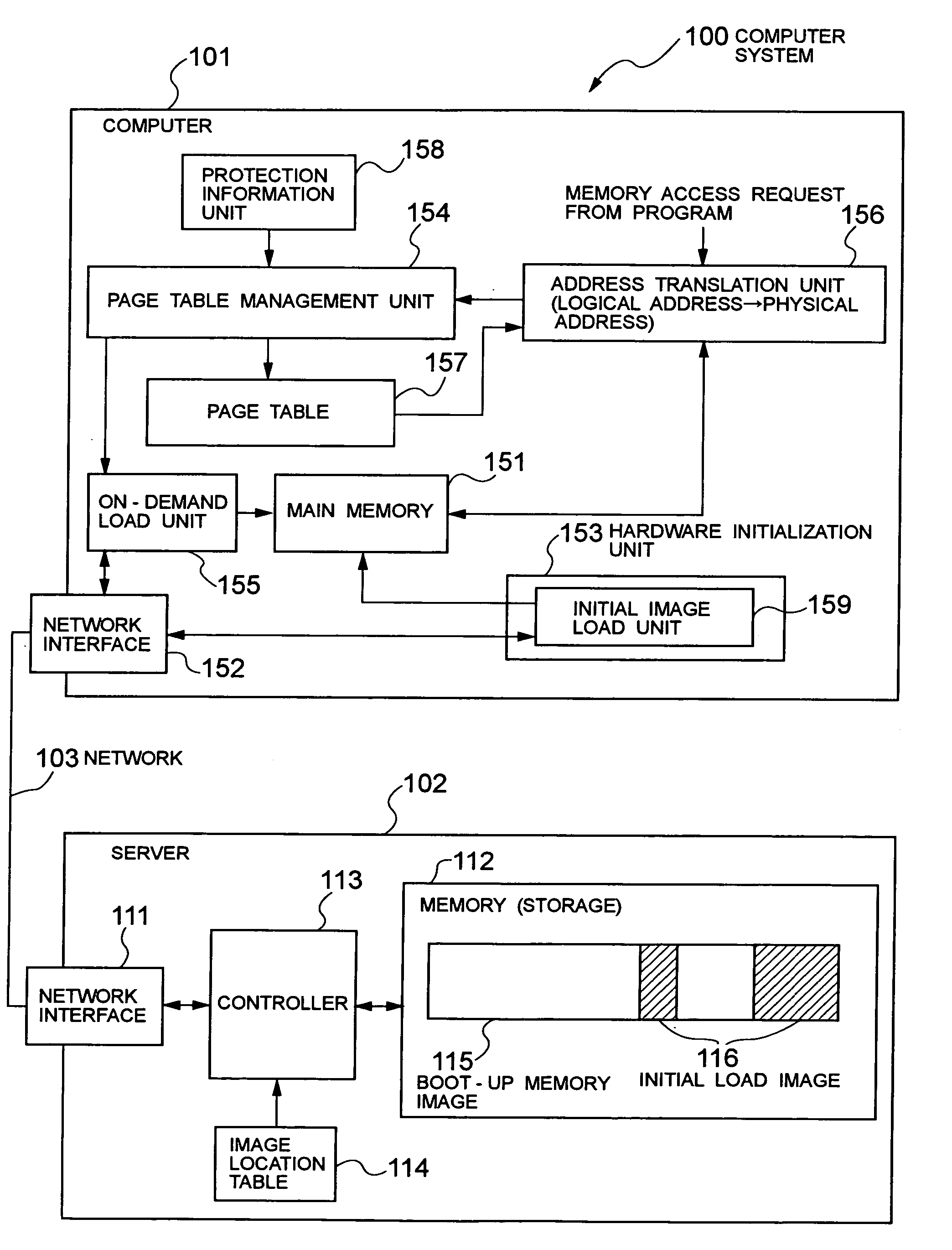 Computer system and booting method therefor and server used for the same