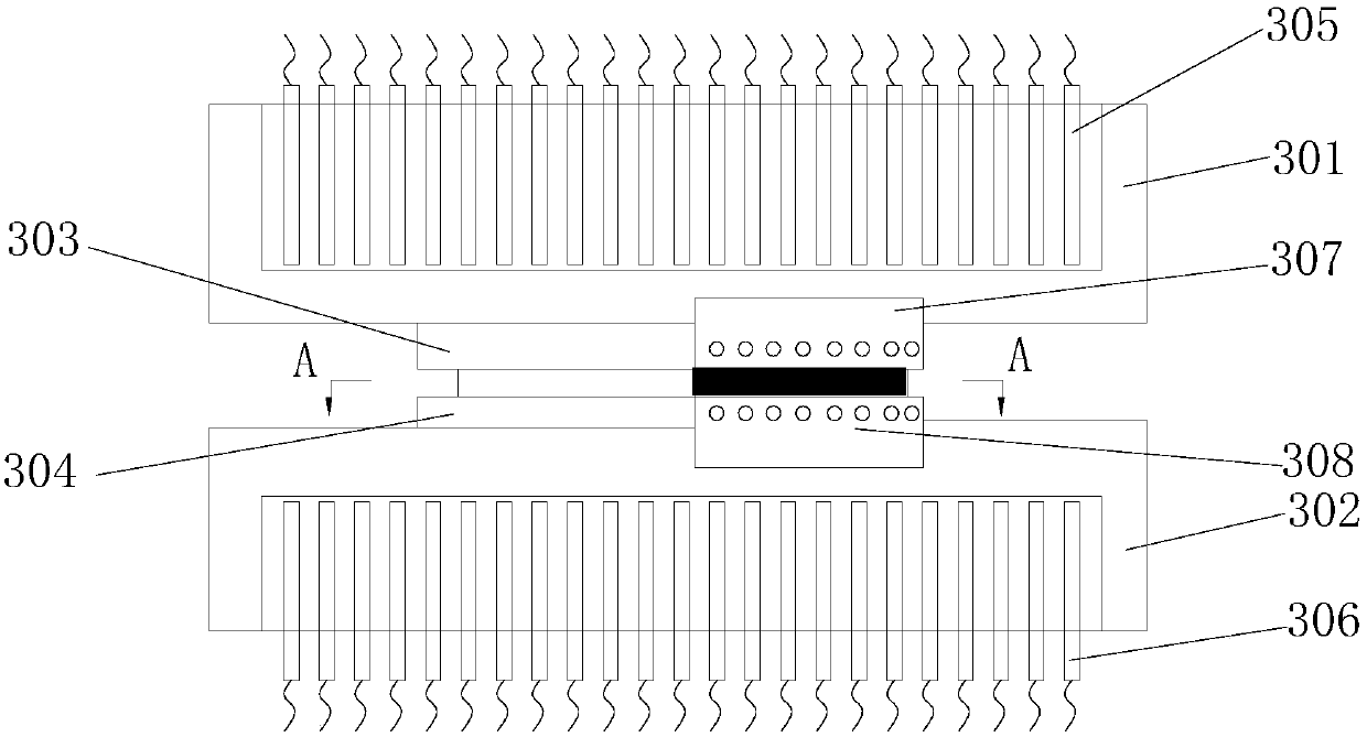 Heating device capable of producing hot stamping parts with segmented-strength and production line with same and hot stamping forming method