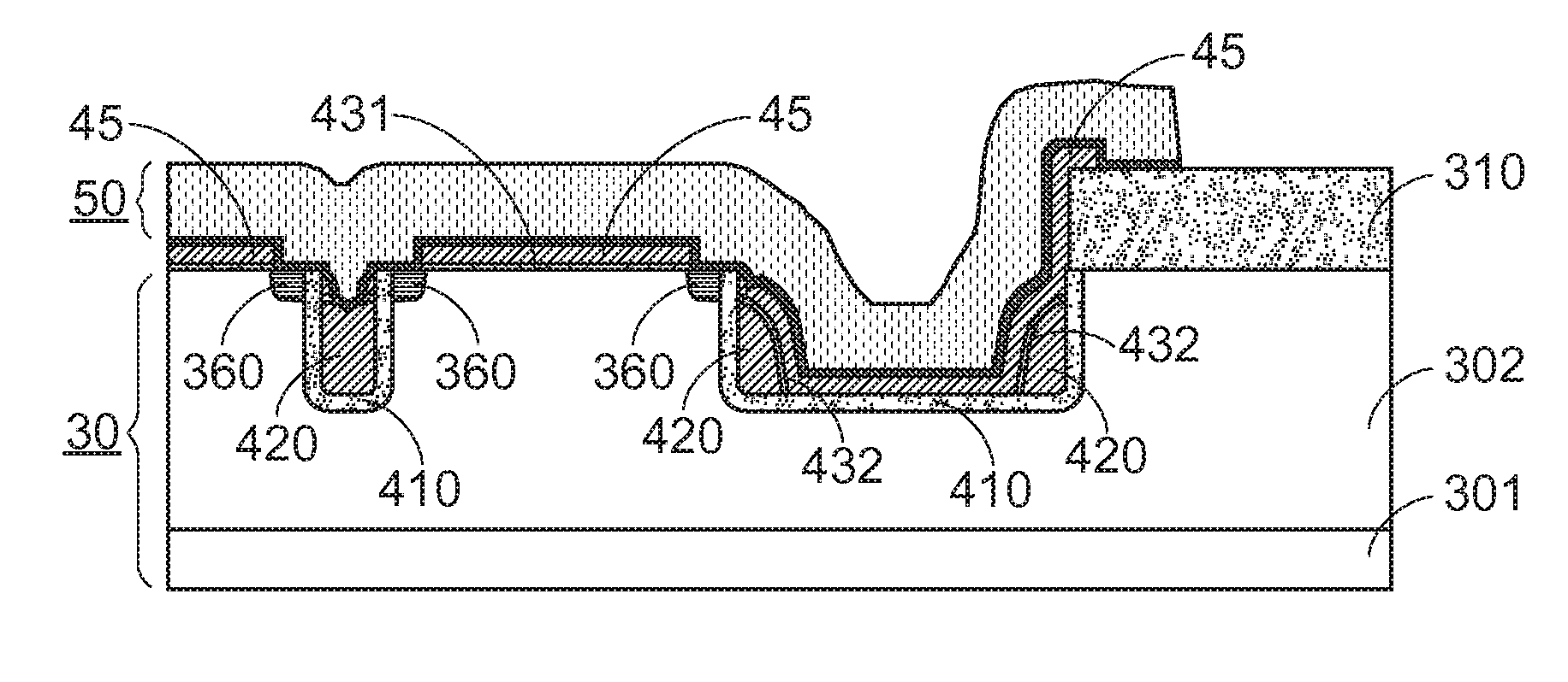 Trench isolation mos p-n junction diode device and method for manufacturing the same