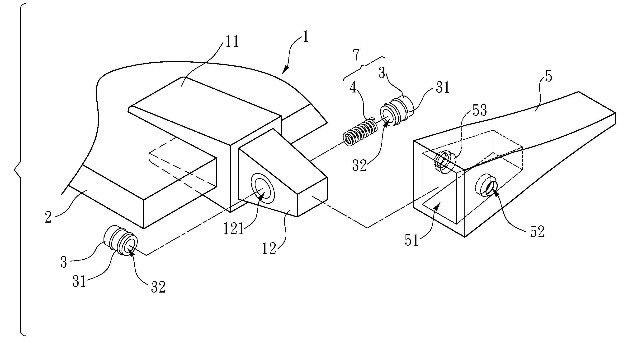 Replacement and urging device for the bucket teeth of an engineering construction machine