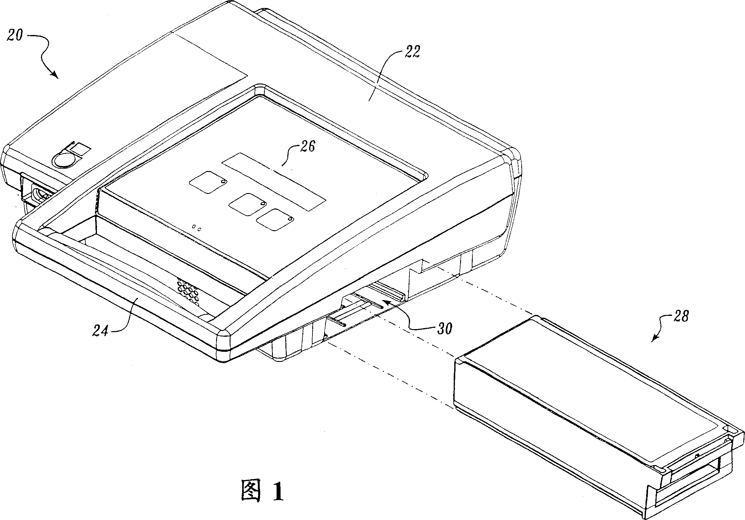 Keyed self-latching battery pack for a portable defibrillator