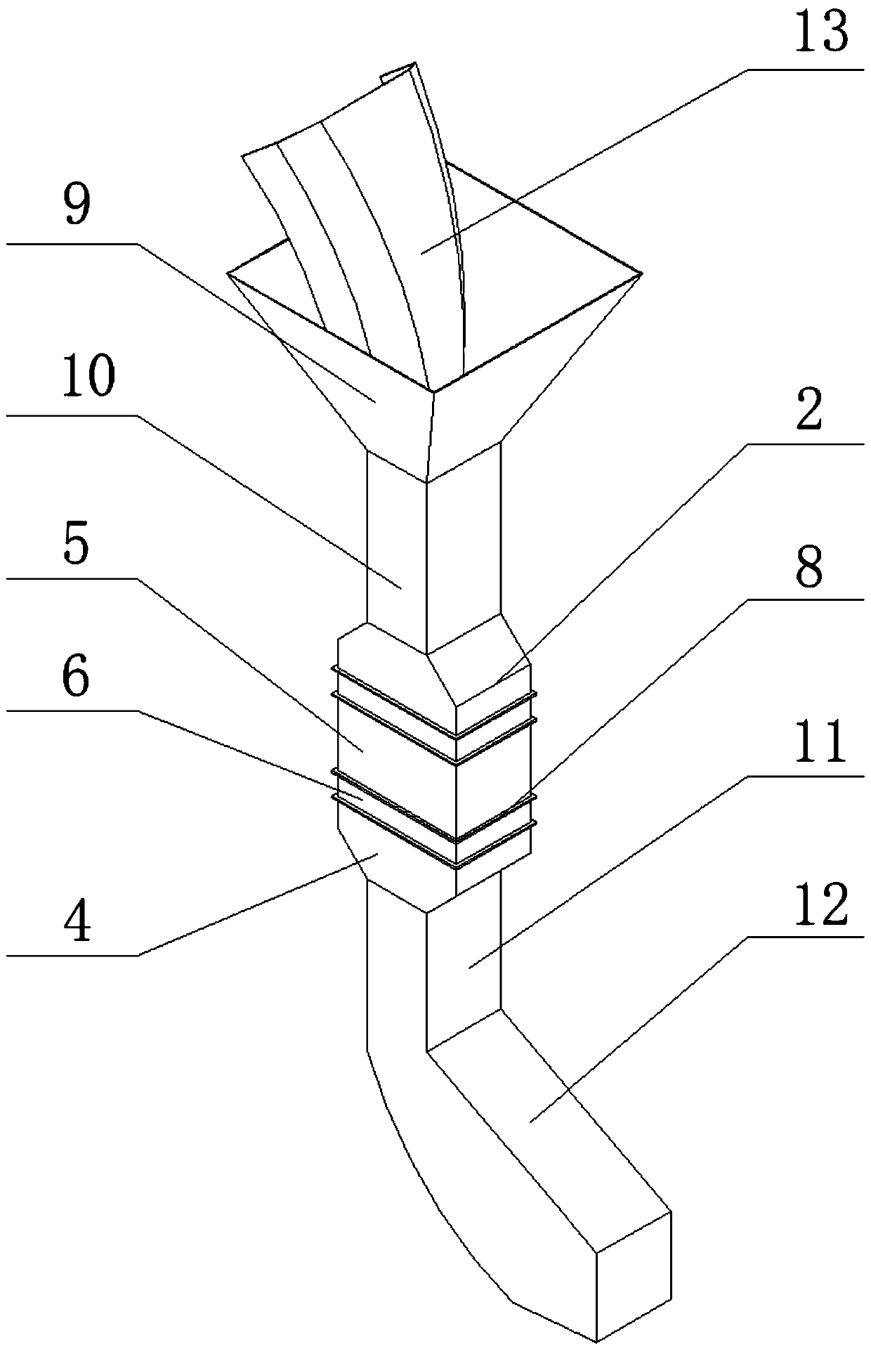 Material mixing device and material mixing and transferring chute