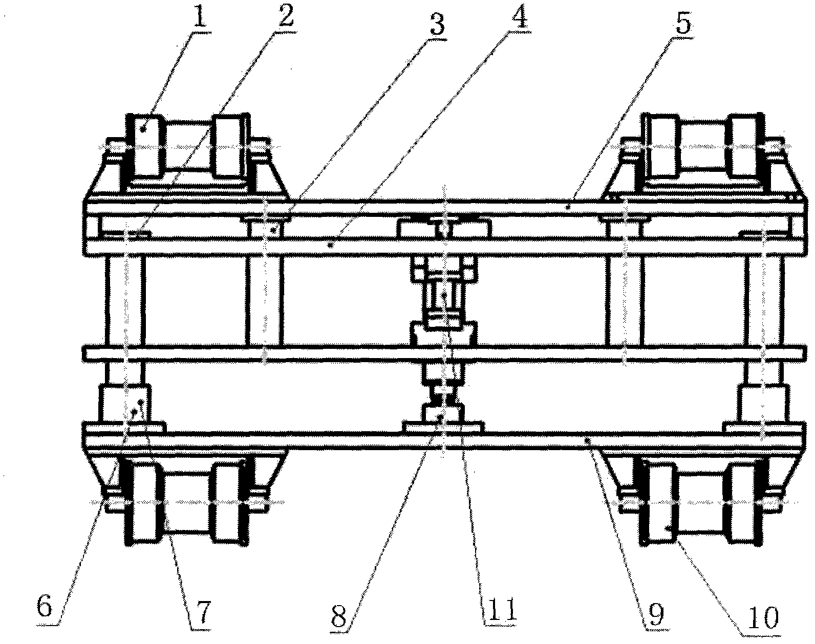 Tertiary elastic element serially connected variable-rigidity elastic hanging device