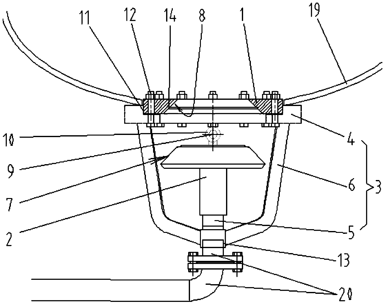 Mushroom head assembly of water mist sand blasting device