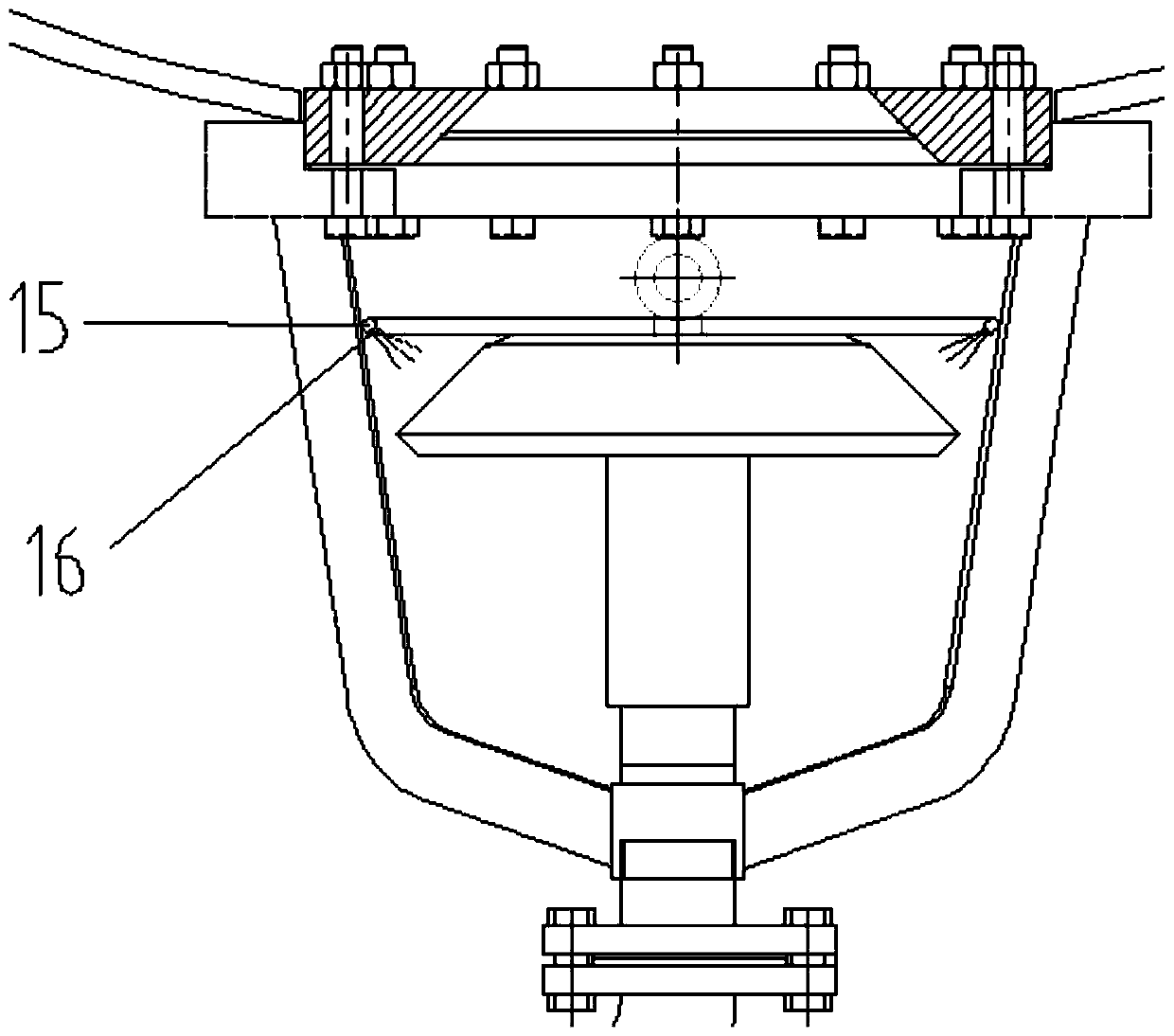 Mushroom head assembly of water mist sand blasting device