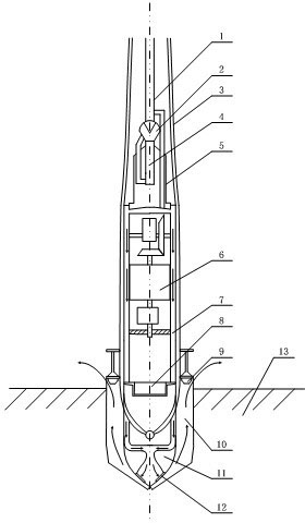 Construction method for anchoring, separating and positioning submarine hammer body of anchor body