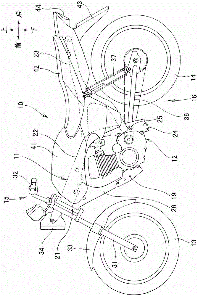 Body frame of a two-wheeled motorcycle