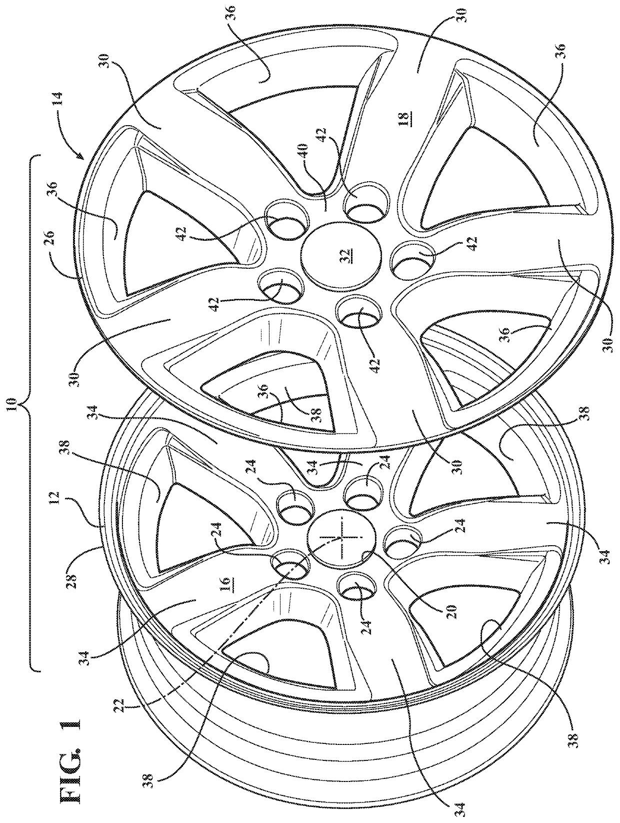 Reinforced composite vehicle wheel and method of construction thereof