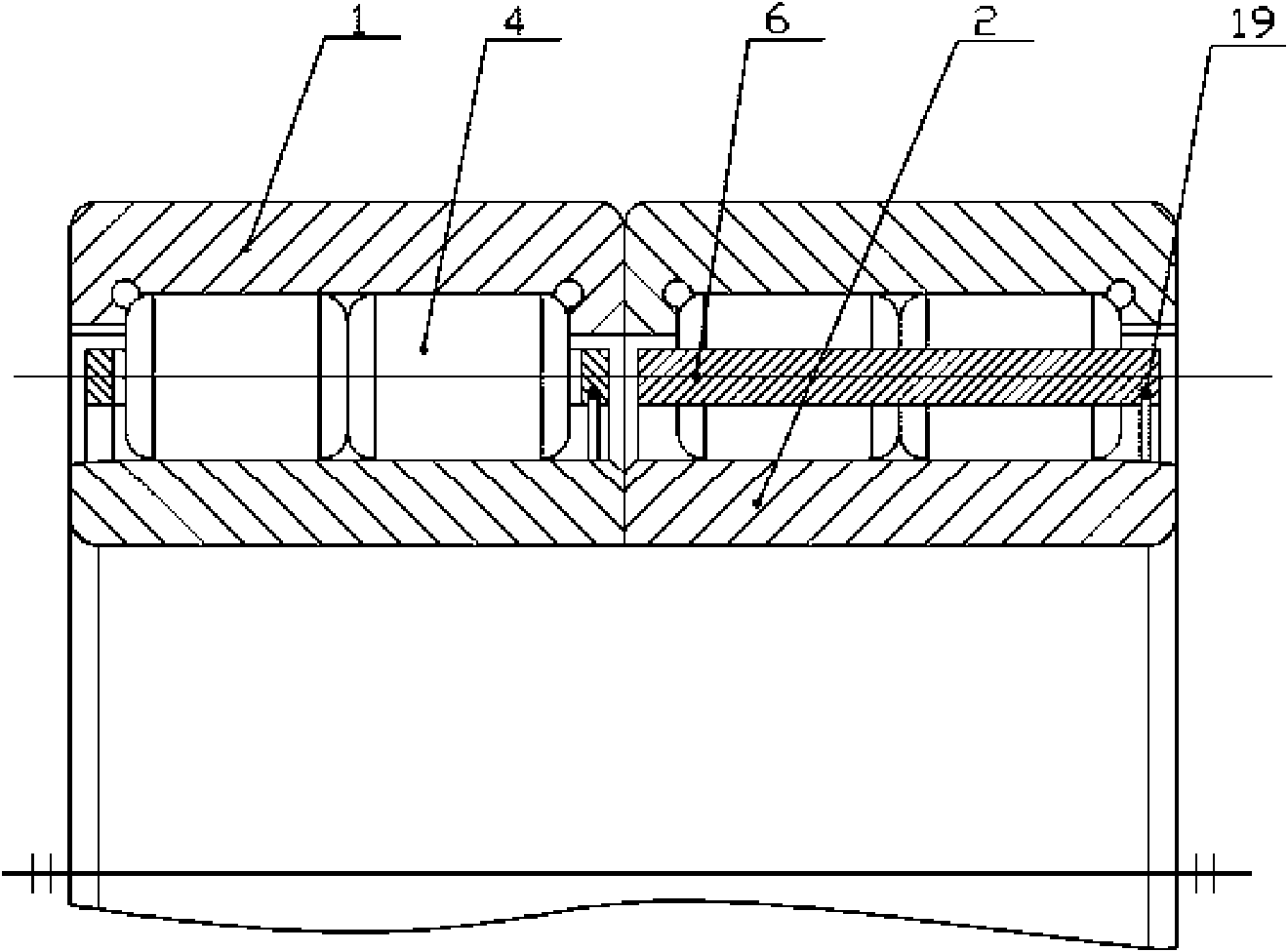 Four-row cylindrical roller bearing of high-bearing rolling mill