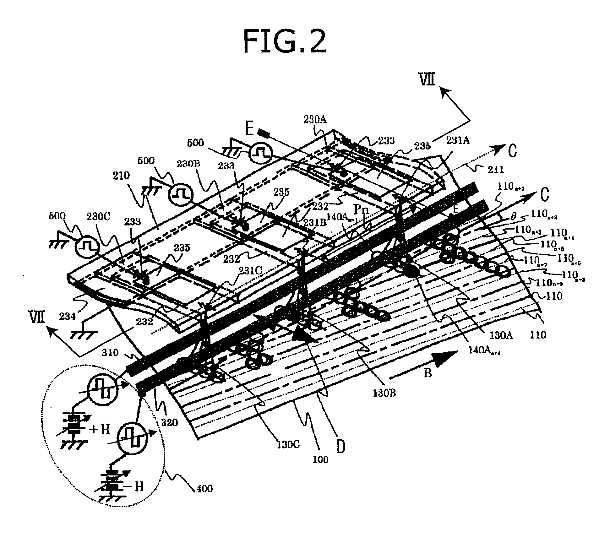 Ink jet recording device capable of controlling impact positions of ink droplets in electrical manner