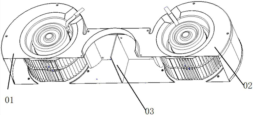 Cooking fume drainage structure applied in double-fan exhaust hood and double-fan exhaust hood