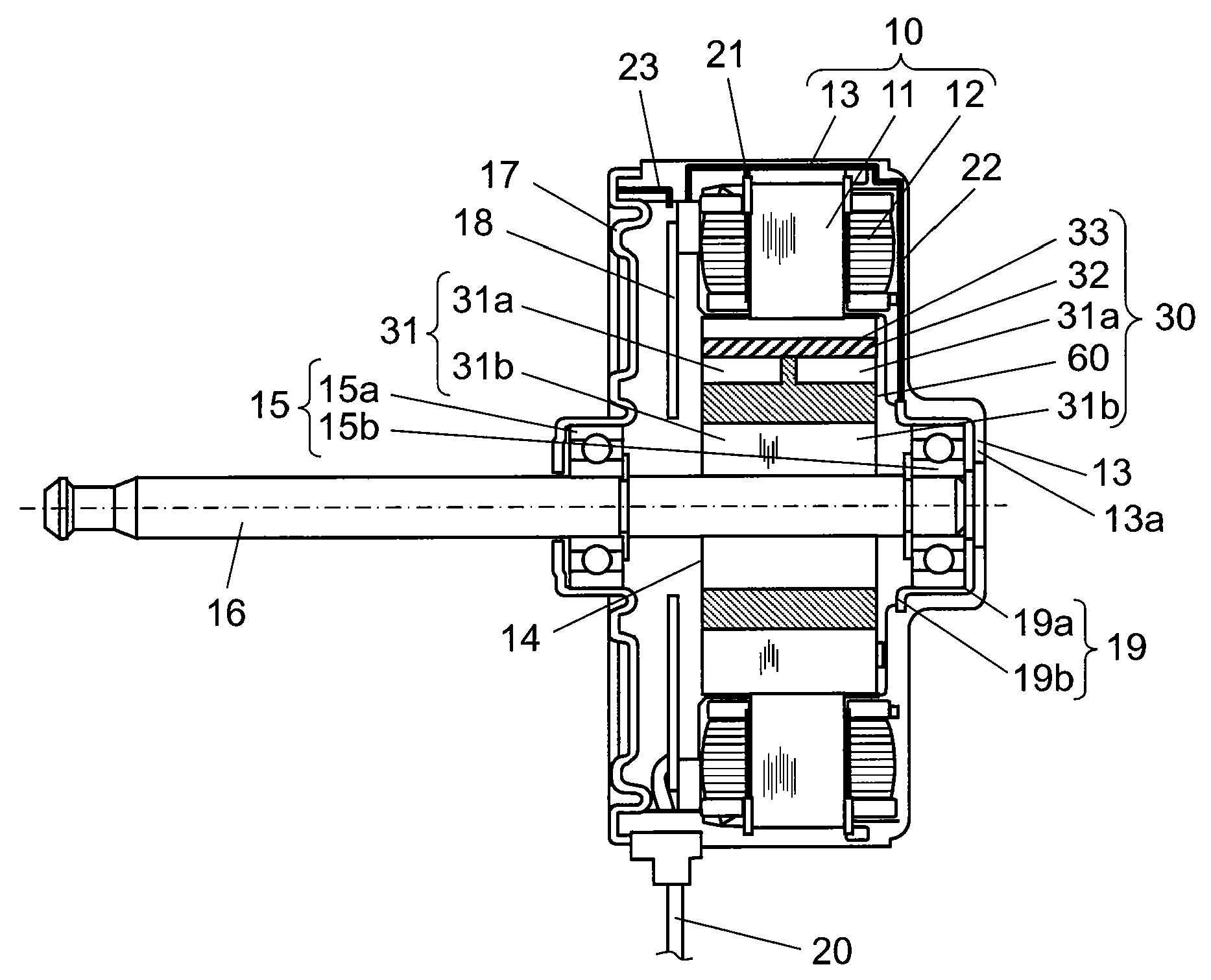 Electric motor with rotating body and electric device provided therewith