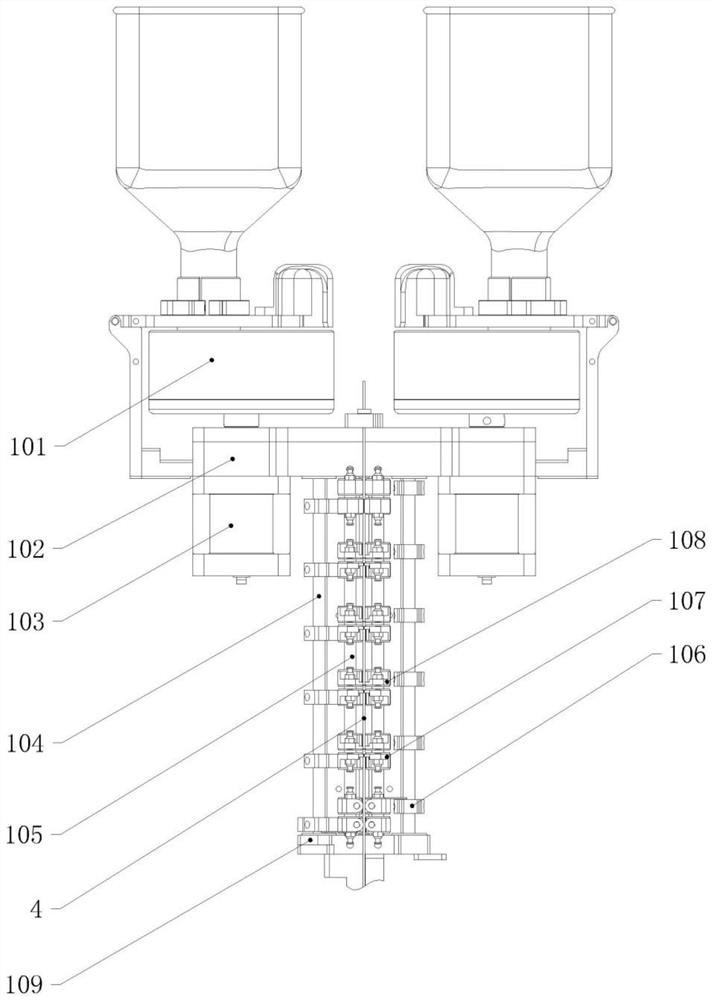 Double-color bead embroidery device on embroidery machine