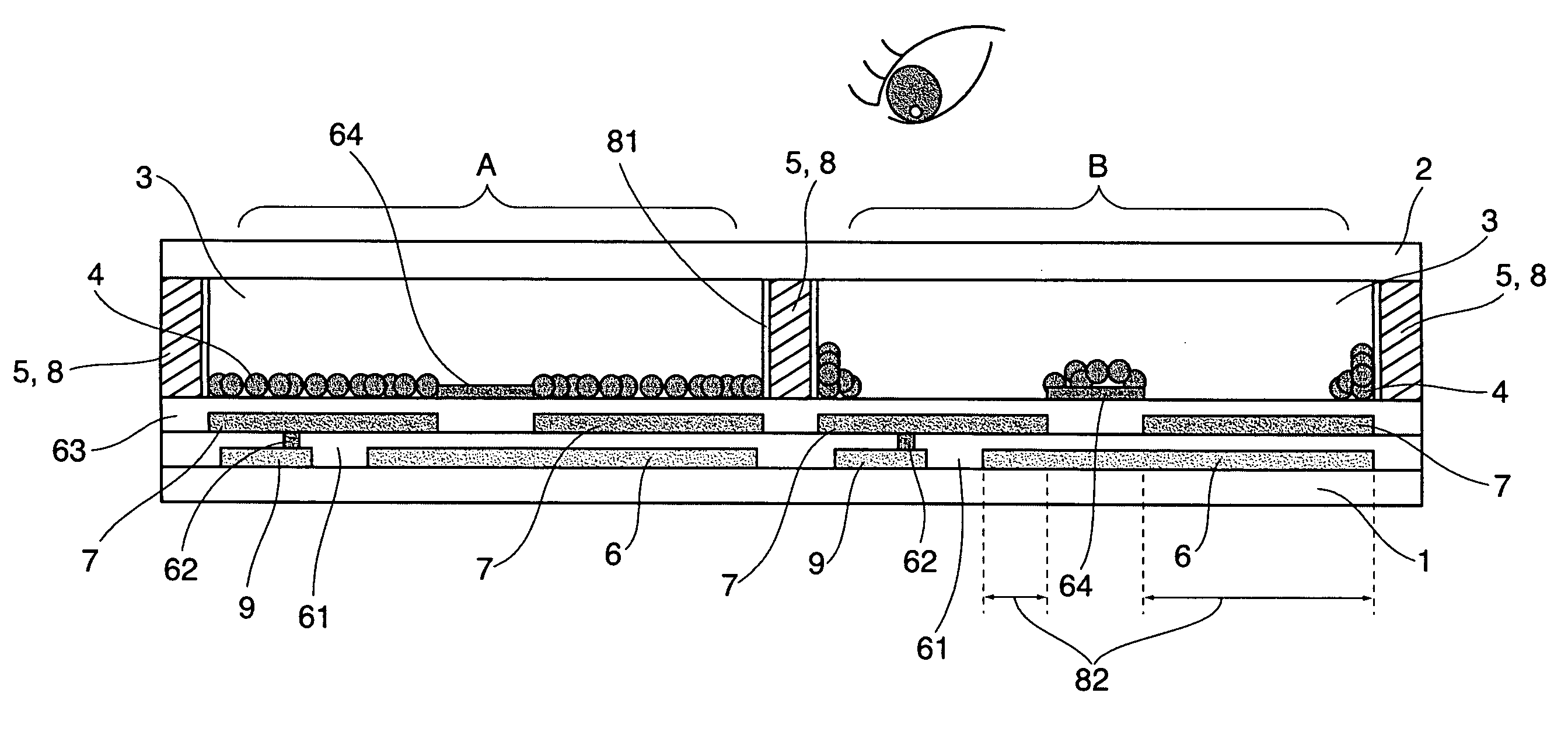 Display device employing electrophoretic migration