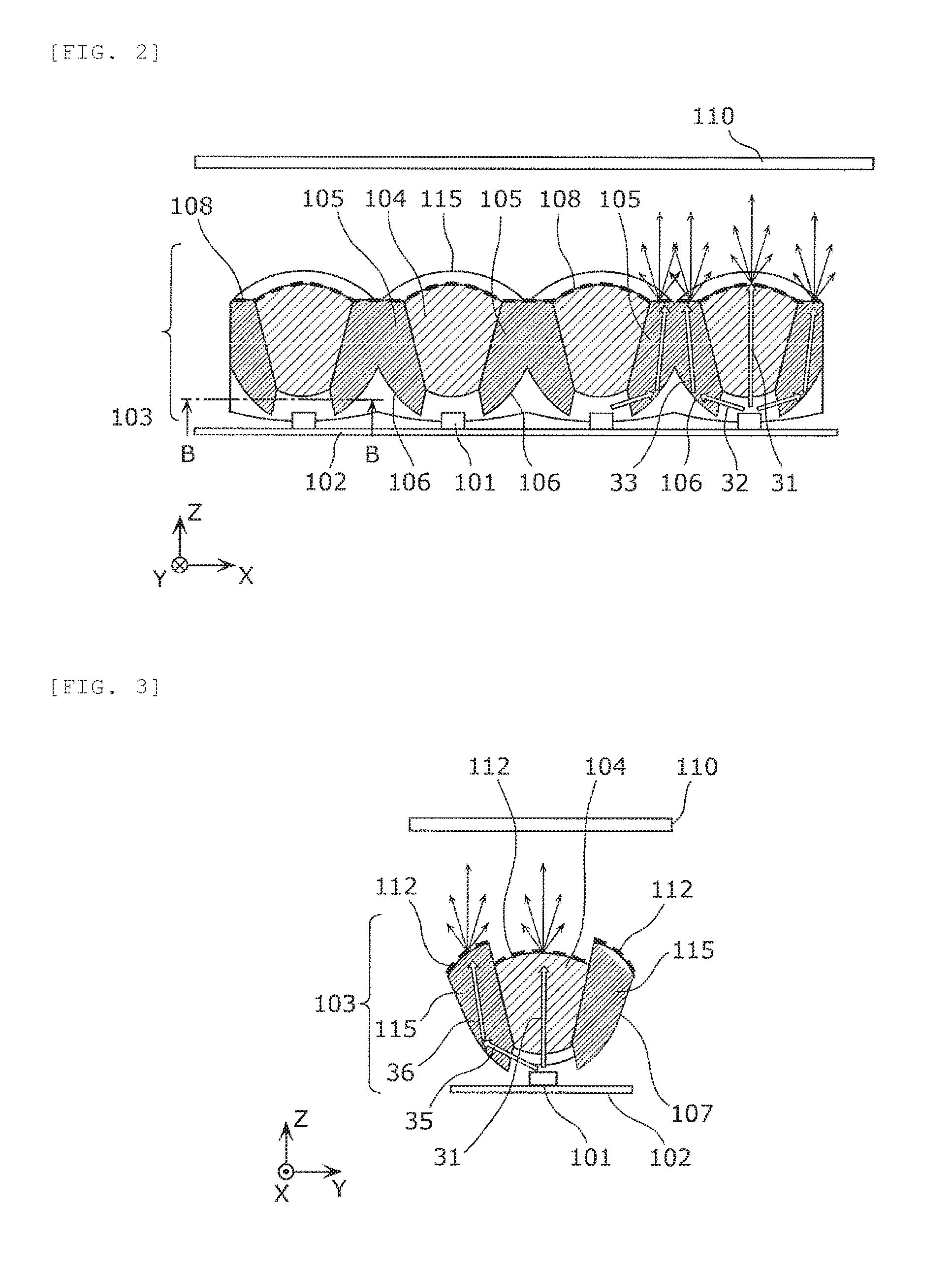 Illumination apparatus and automobile equipped with same