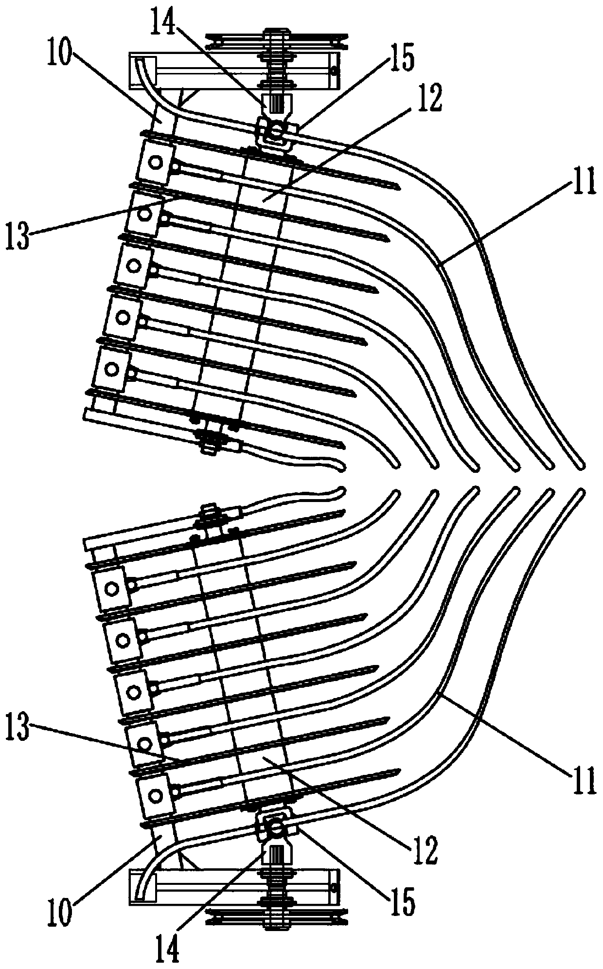 Peanut vine reverse-spreading device used for peanut vine digging and reverse-spreading machine