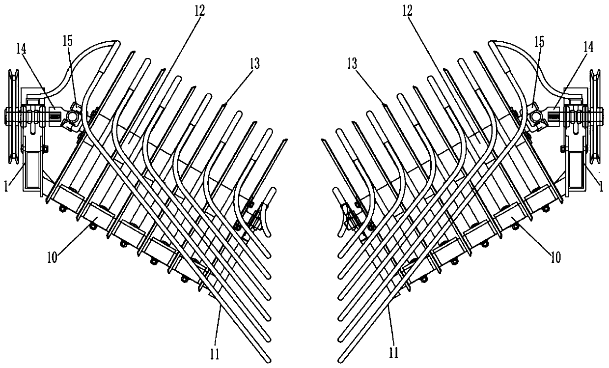 Peanut vine reverse-spreading device used for peanut vine digging and reverse-spreading machine