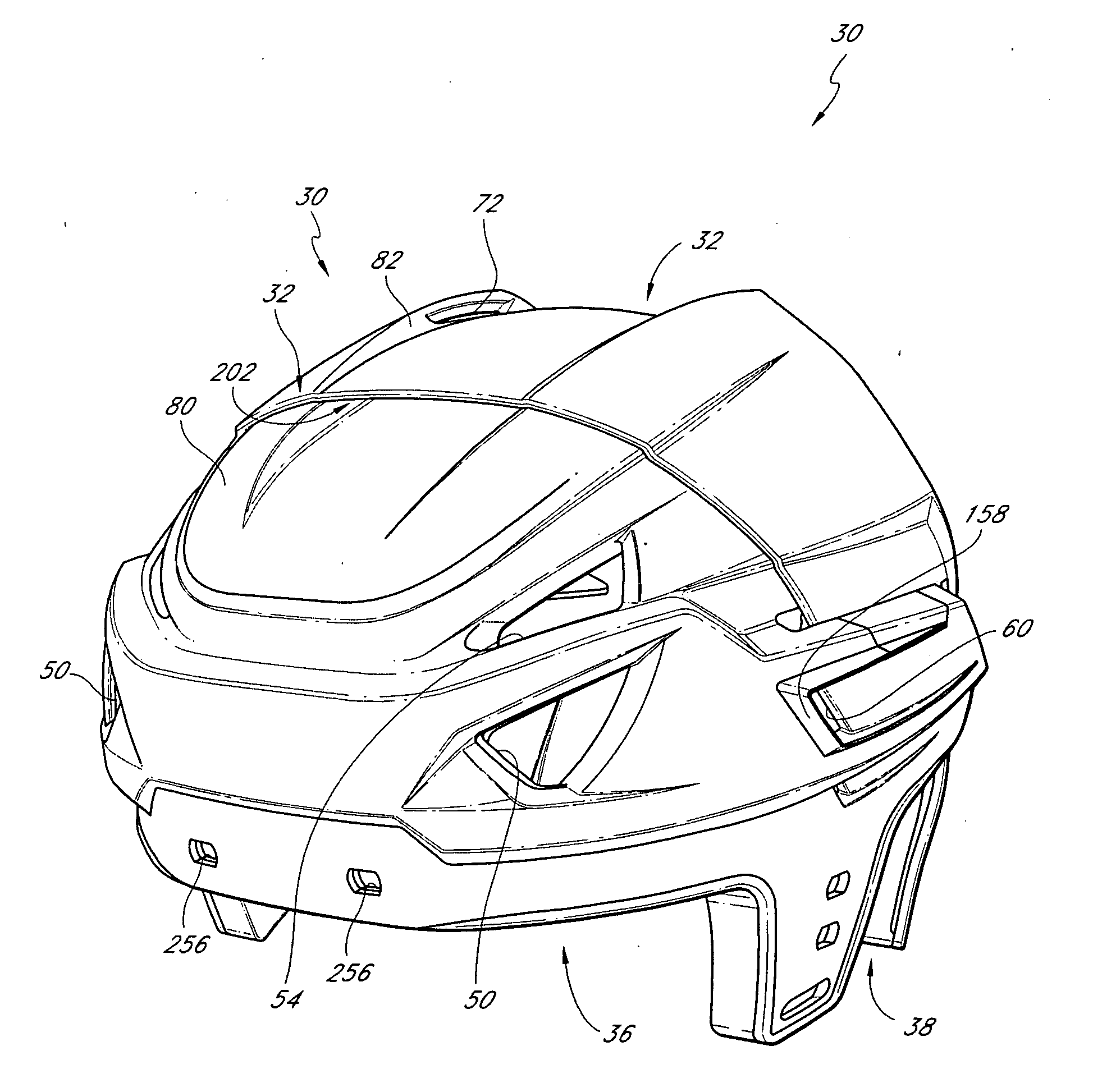 Helmet for a hockey or lacrosse player