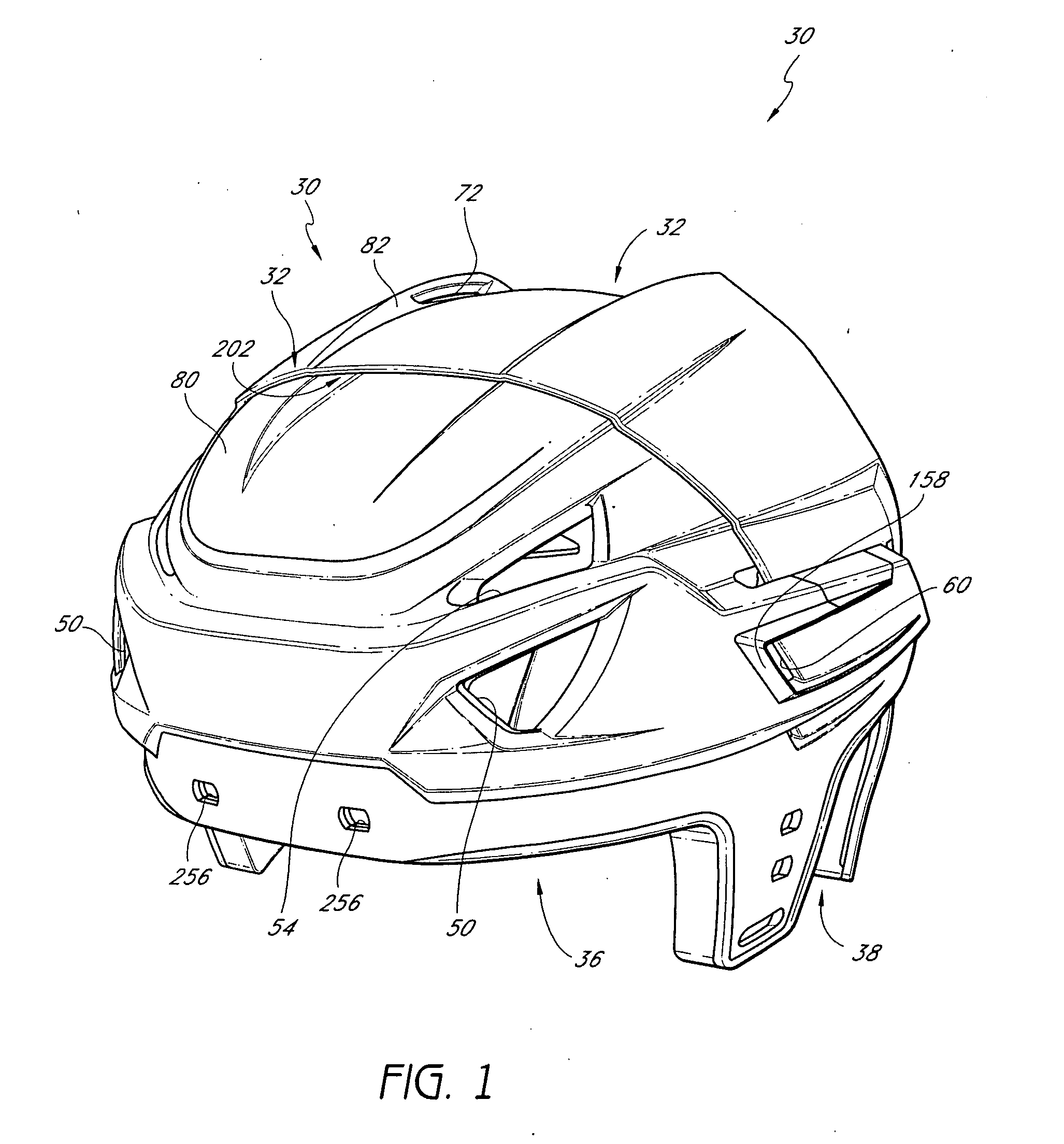 Helmet for a hockey or lacrosse player