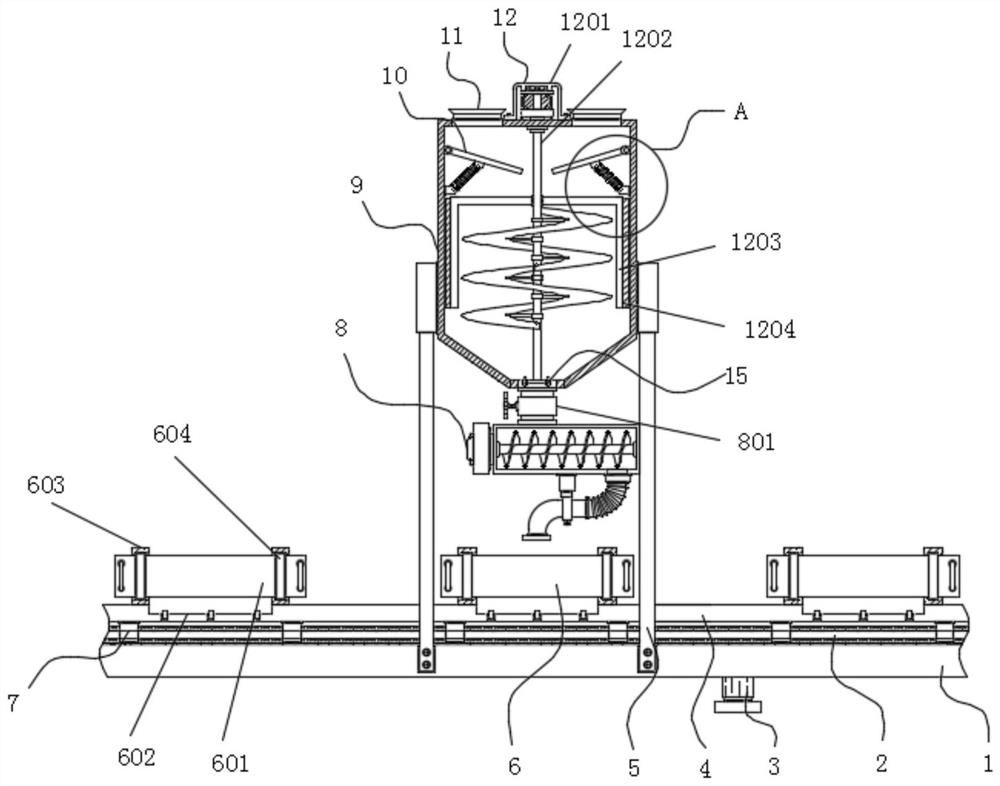 Anti-blocking concrete pipe pile material making and pouring device