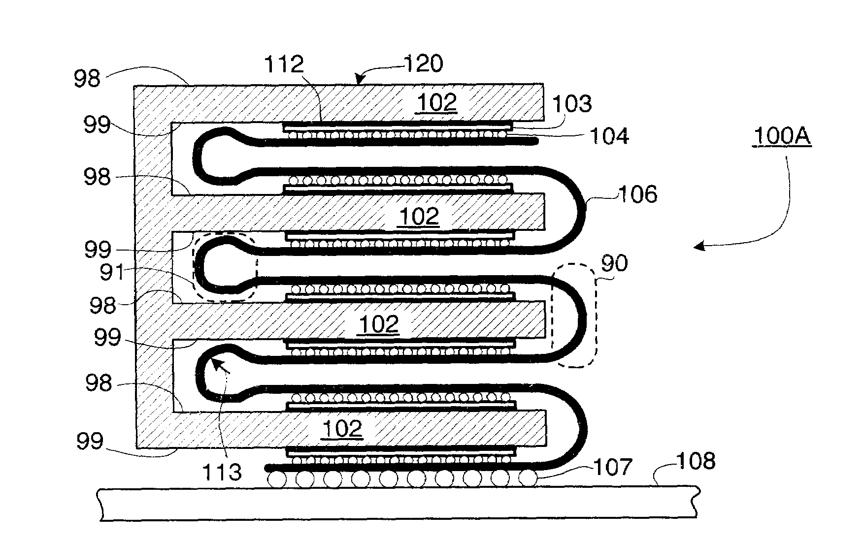 Method and Structure for Connecting, Stacking, and Cooling Chips on a Flexible Carrier