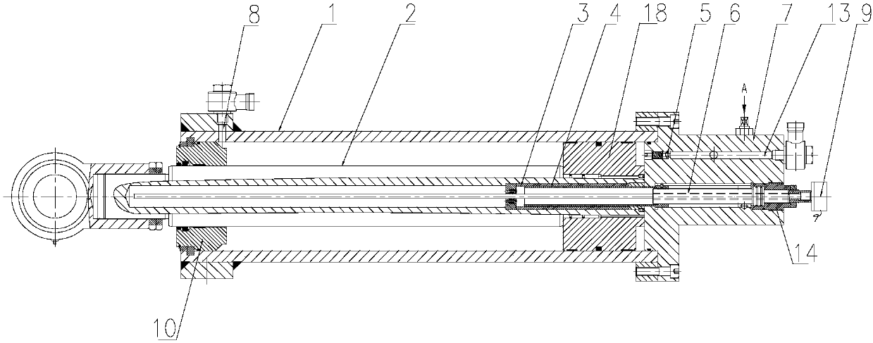 Buffering closing hydraulic cylinder