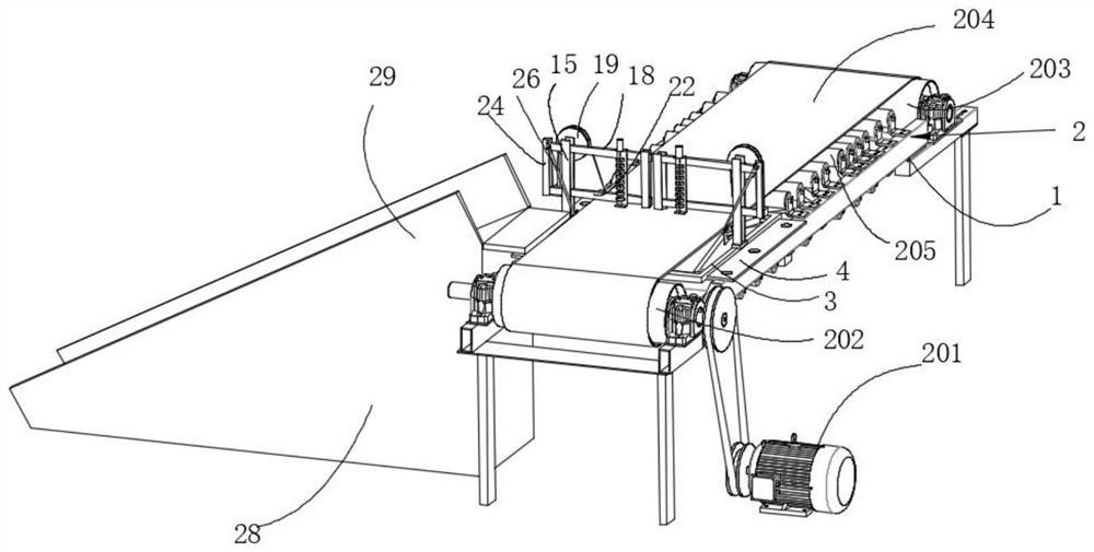 A sorting device for fruit packaging